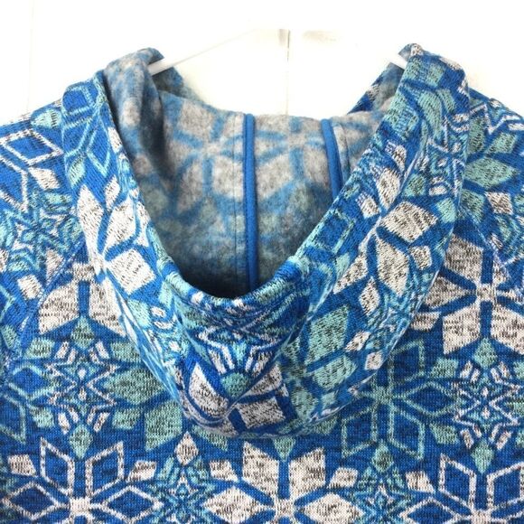 Talbots Snowflake Pullover Blue Snowflake Fleece Hoodie, Size Small - Picture 9 of 10